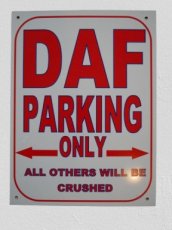 Daf Parking Only Bord